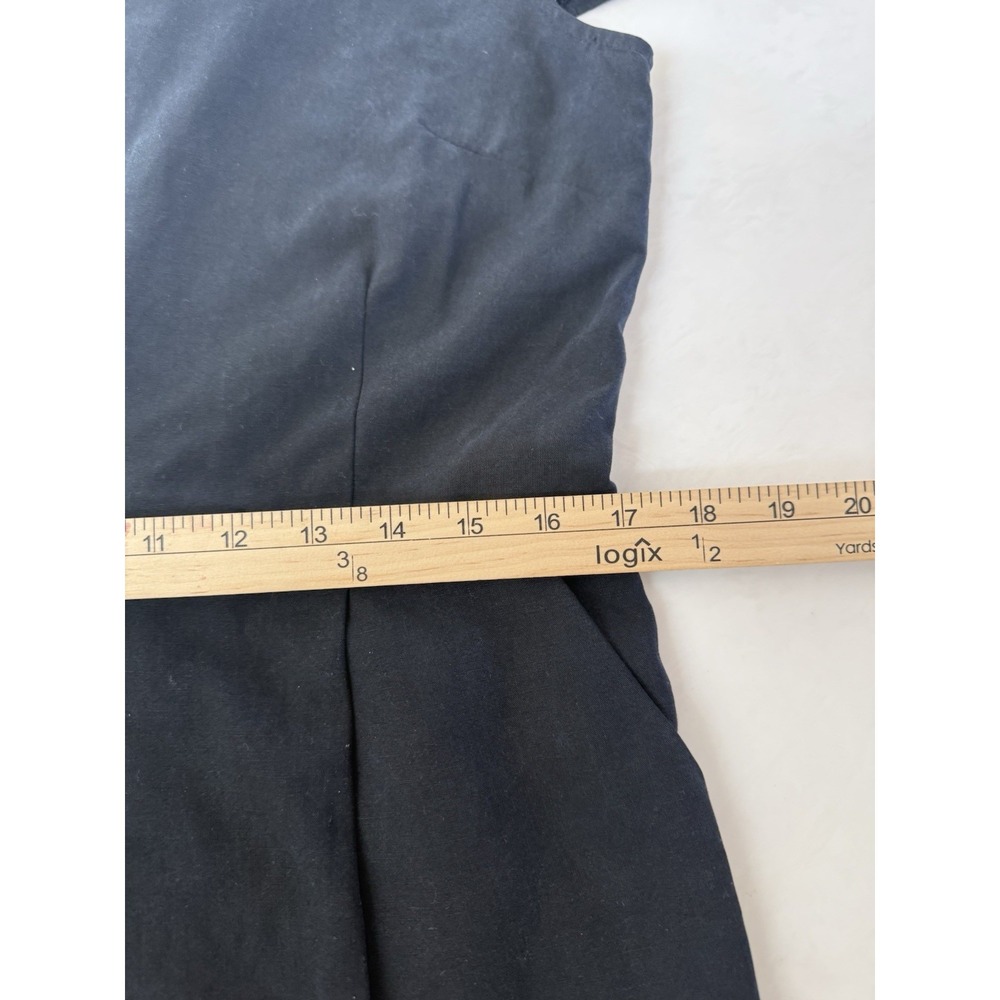 Elizabeth Klein Beyond Vintage Romper Shorts Womens Sz 8 Black Cap Sleeve Linen - Picture 10 of 12